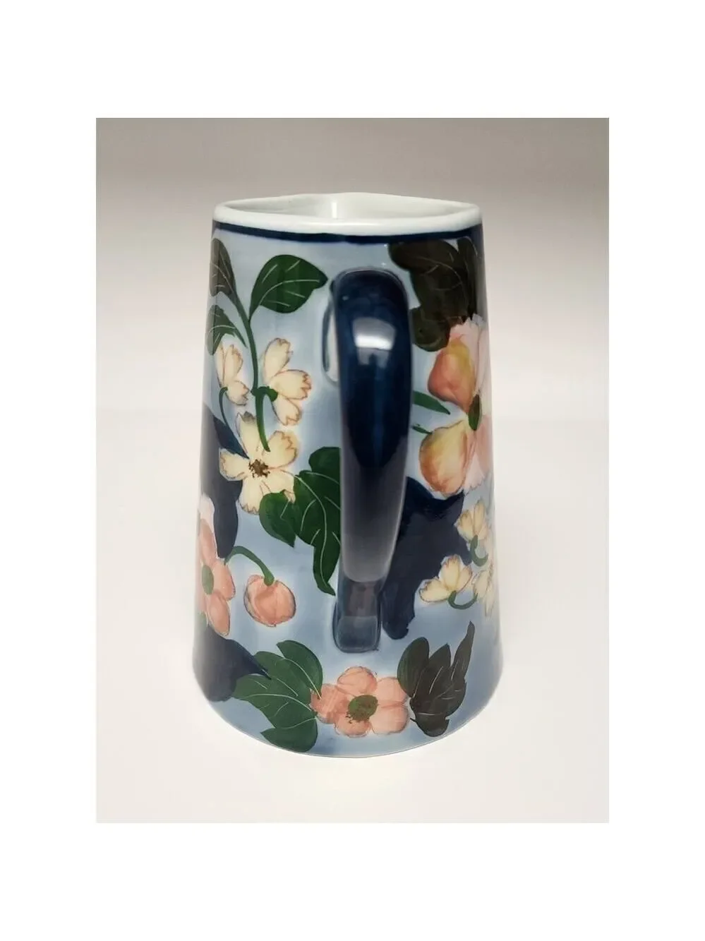 Pitcher Ceramic China Flower Flowers Pansies Blue Green Pink Pouring Planter